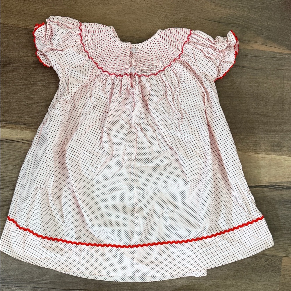 Smocked Santa Bishop Dress Sz 18M - Picture 4 of 6
